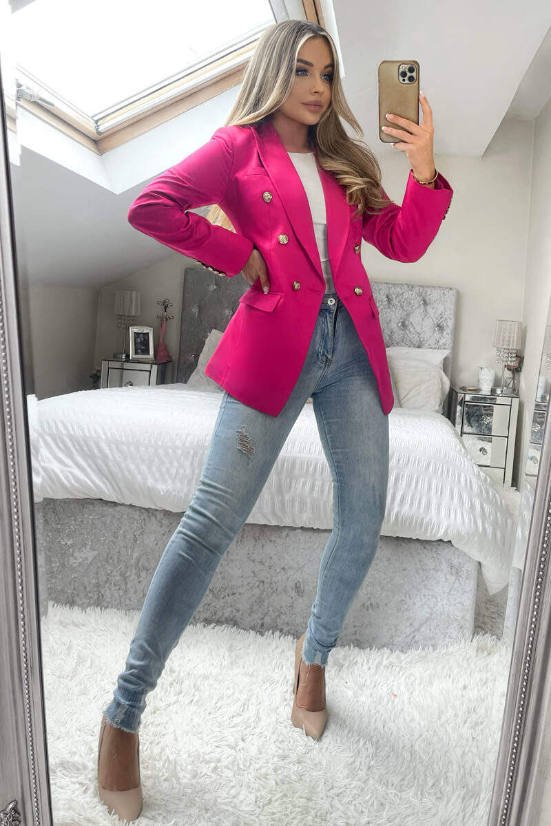 Pink Military Style Blazer - Swimclubus