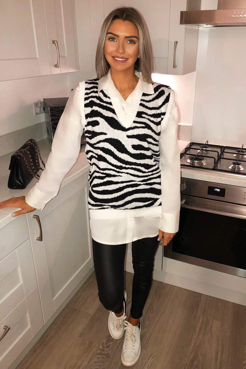 Black and White Zebra Print Tank Top - Swimclubus