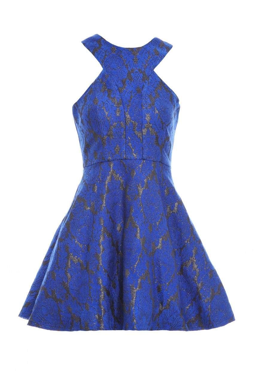 Jacquard  Metallic Kick Out  Skater Dress - Swimclubus