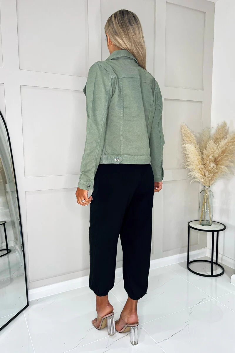 Khaki Lightweight Denim Jacket - Swimclubus