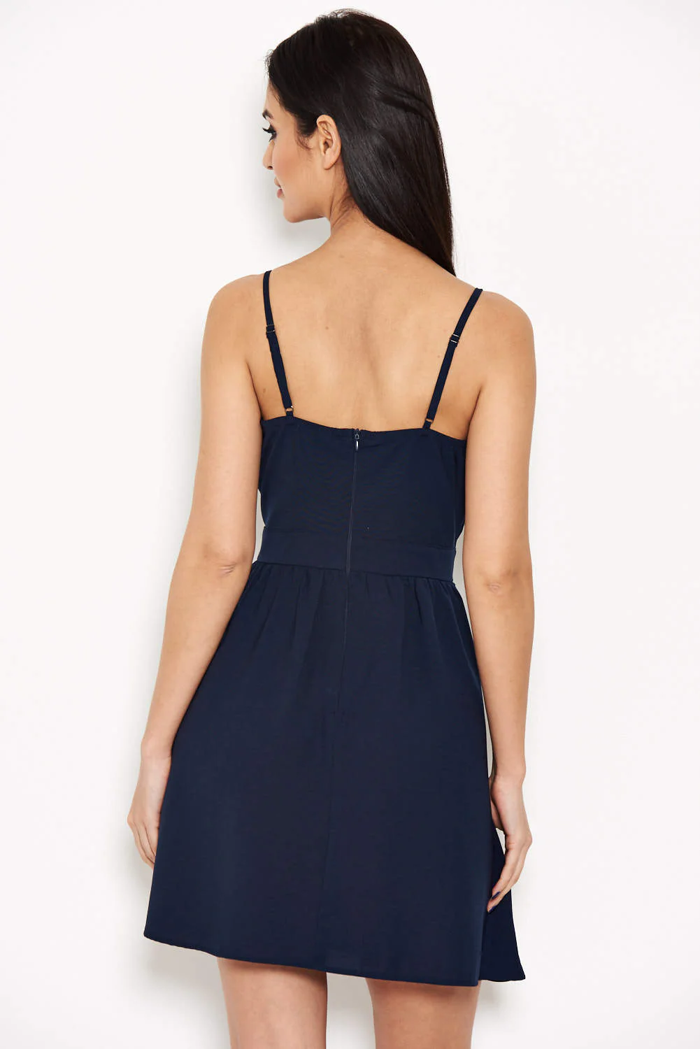 Navy Knot Front Skater Dress - Swimclubus