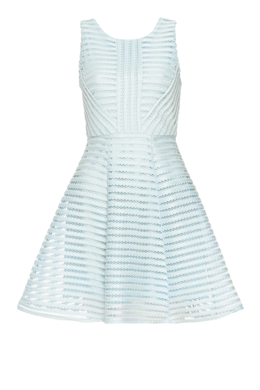 Blue A Line Dress With Mesh Detail - Swimclubus