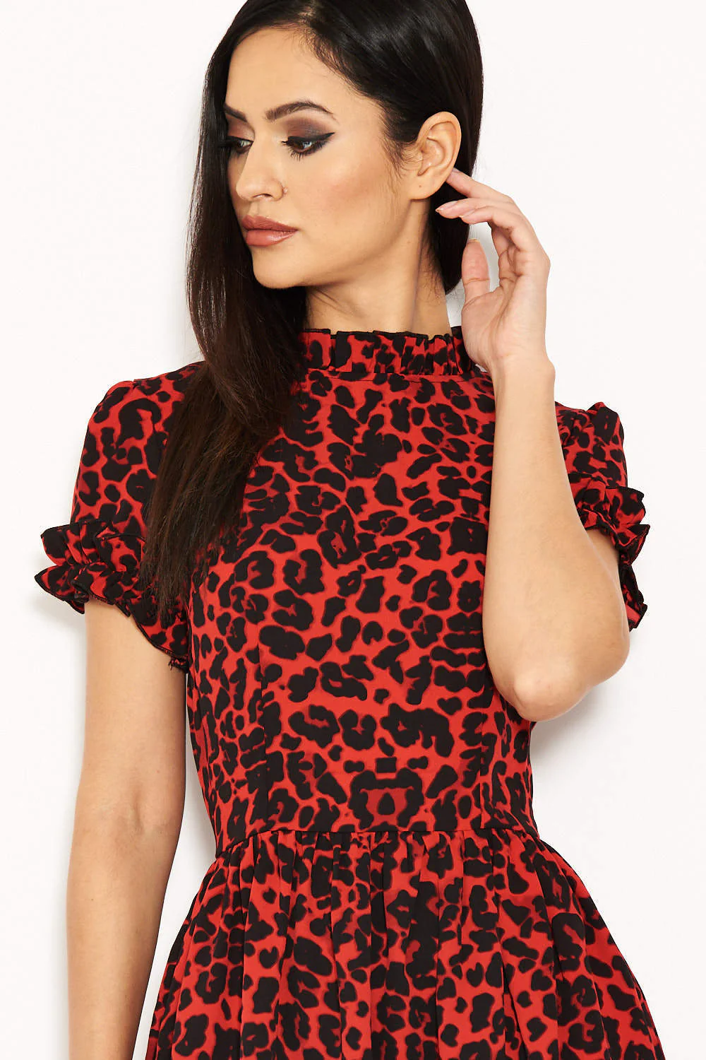 Red Leopard Day Dress - Swimclubus