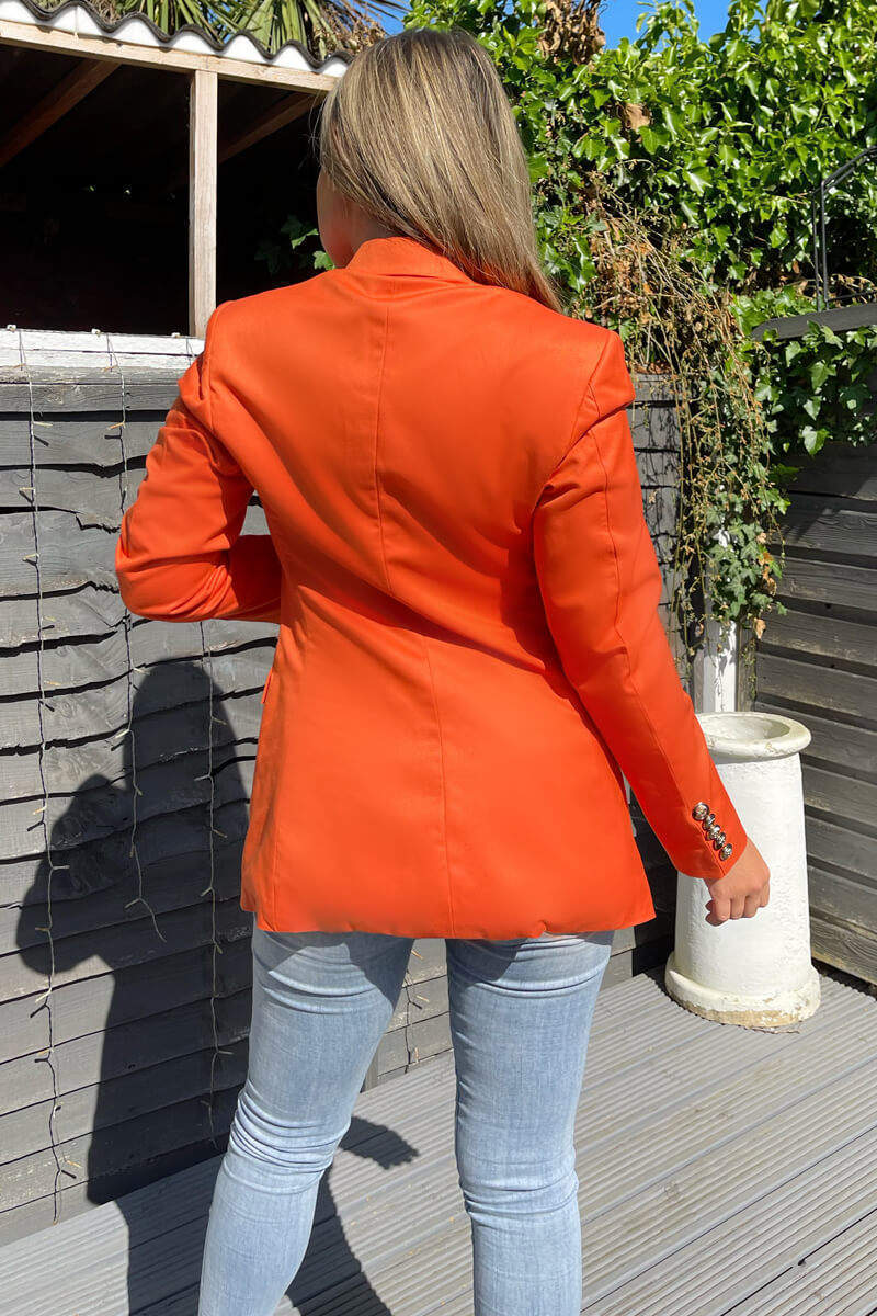 Orange Military Style Blazer - Swimclubus
